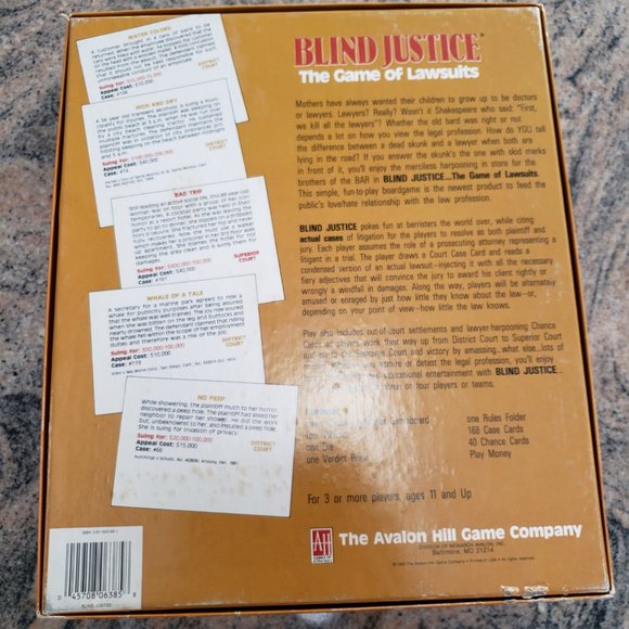 [GREAT Condition] Vintage 1969 "Blind Justice" Game COMPLETE Avalon Hill Co - Picture 2 of 6